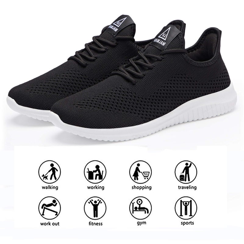 VAMJAM Men's Running Shoes Ultra Lightweight Breathable Walking Shoes Non Slip Athletic Fashion Sneakers Mesh Workout Casual Sports Shoes Black Size 11.5 - Image 5